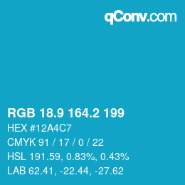 カラーコード: RGB 18.9 164.2 199 | qconv.com