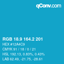 カラーコード: RGB 18.9 164.2 201 | qconv.com