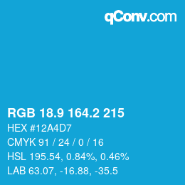カラーコード: RGB 18.9 164.2 215 | qconv.com