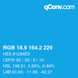 Color code: RGB 18.9 164.2 229 | qconv.com