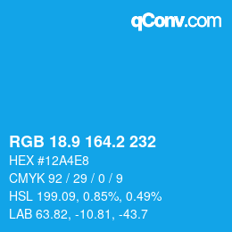 Color code: RGB 18.9 164.2 232 | qconv.com