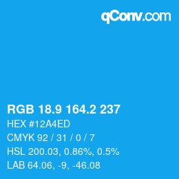 カラーコード: RGB 18.9 164.2 237 | qconv.com
