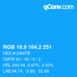 Color code: RGB 18.9 164.2 251 | qconv.com