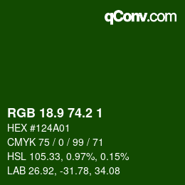 カラーコード: RGB 18.9 74.2 1 | qconv.com