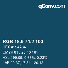 Color code: RGB 18.9 74.2 100 | qconv.com