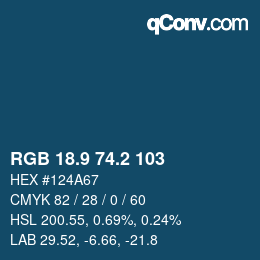 Color code: RGB 18.9 74.2 103 | qconv.com