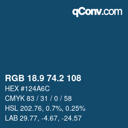 カラーコード: RGB 18.9 74.2 108 | qconv.com