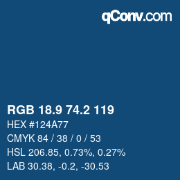 Color code: RGB 18.9 74.2 119 | qconv.com