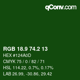 カラーコード: RGB 18.9 74.2 13 | qconv.com