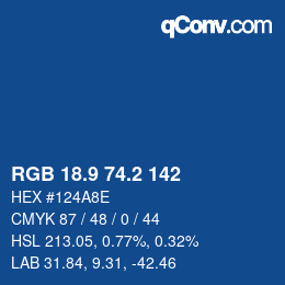 Farbcode: RGB 18.9 74.2 142 | qconv.com