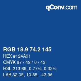 Color code: RGB 18.9 74.2 145 | qconv.com