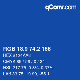 カラーコード: RGB 18.9 74.2 168 | qconv.com