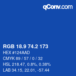 Color code: RGB 18.9 74.2 173 | qconv.com