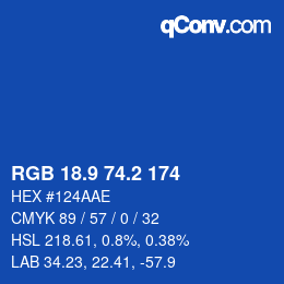 Color code: RGB 18.9 74.2 174 | qconv.com