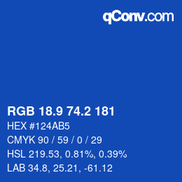 Color code: RGB 18.9 74.2 181 | qconv.com