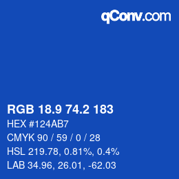 カラーコード: RGB 18.9 74.2 183 | qconv.com