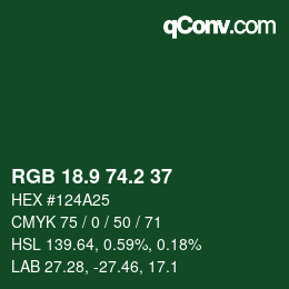 カラーコード: RGB 18.9 74.2 37 | qconv.com