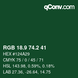 カラーコード: RGB 18.9 74.2 41 | qconv.com
