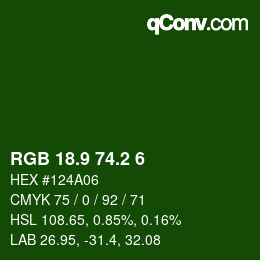 カラーコード: RGB 18.9 74.2 6 | qconv.com