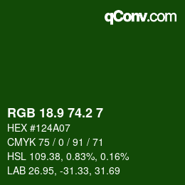 カラーコード: RGB 18.9 74.2 7 | qconv.com
