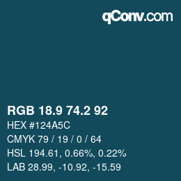 Color code: RGB 18.9 74.2 92 | qconv.com