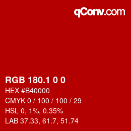 カラーコード: RGB 180.1 0 0 | qconv.com