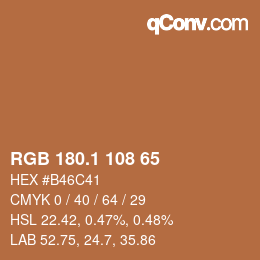 カラーコード: RGB 180.1 108 65 | qconv.com