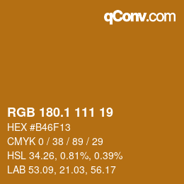 カラーコード: RGB 180.1 111 19 | qconv.com