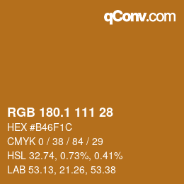 カラーコード: RGB 180.1 111 28 | qconv.com