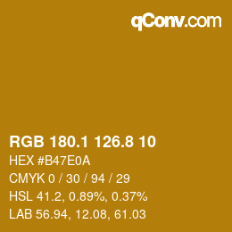 カラーコード: RGB 180.1 126.8 10 | qconv.com