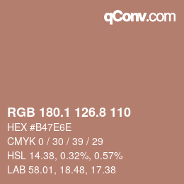 Color code: RGB 180.1 126.8 110 | qconv.com