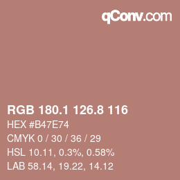 Color code: RGB 180.1 126.8 116 | qconv.com