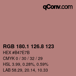 Color code: RGB 180.1 126.8 123 | qconv.com