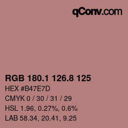 Color code: RGB 180.1 126.8 125 | qconv.com