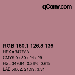 カラーコード: RGB 180.1 126.8 136 | qconv.com