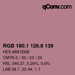 カラーコード: RGB 180.1 126.8 139 | qconv.com