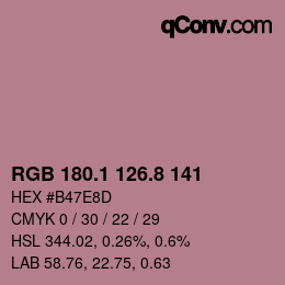 カラーコード: RGB 180.1 126.8 141 | qconv.com