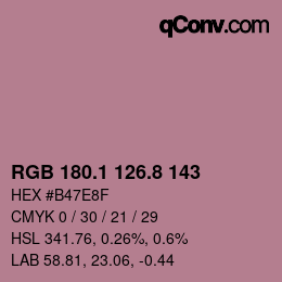 Color code: RGB 180.1 126.8 143 | qconv.com