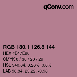Color code: RGB 180.1 126.8 144 | qconv.com