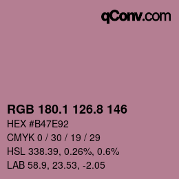 カラーコード: RGB 180.1 126.8 146 | qconv.com