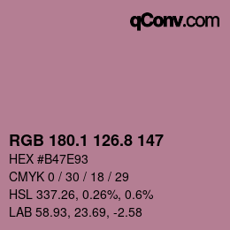 カラーコード: RGB 180.1 126.8 147 | qconv.com