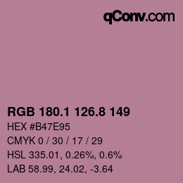 カラーコード: RGB 180.1 126.8 149 | qconv.com
