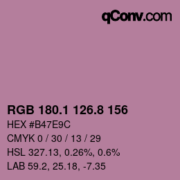 カラーコード: RGB 180.1 126.8 156 | qconv.com