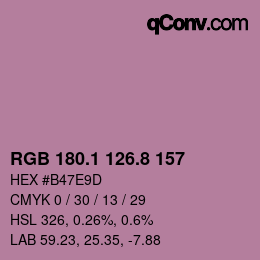 カラーコード: RGB 180.1 126.8 157 | qconv.com