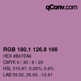カラーコード: RGB 180.1 126.8 166 | qconv.com