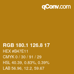 カラーコード: RGB 180.1 126.8 17 | qconv.com