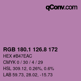 カラーコード: RGB 180.1 126.8 172 | qconv.com