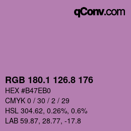 カラーコード: RGB 180.1 126.8 176 | qconv.com