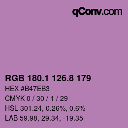 カラーコード: RGB 180.1 126.8 179 | qconv.com