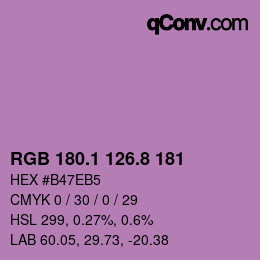 カラーコード: RGB 180.1 126.8 181 | qconv.com